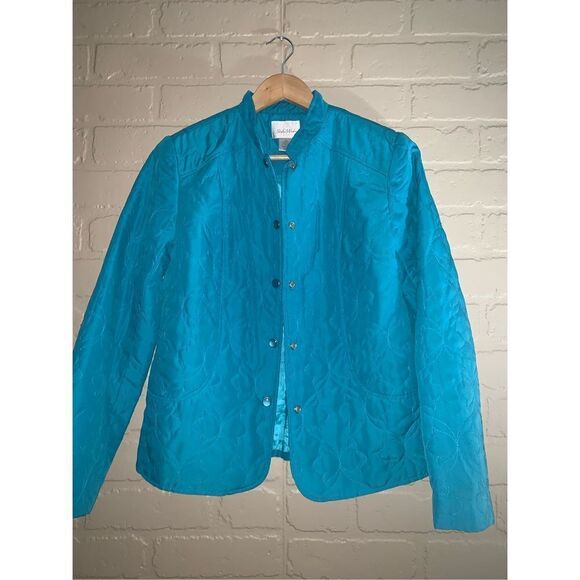 Vintage Blue Quilted Snap Down Jacket Small - Picture 1 of 10